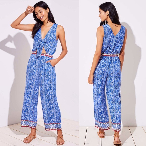 LOFT Pants - LOFT BEACH BORDER TIE KEYHOLE CUTOUT JUMPSUIT XL LOFT Pants - LOFT BEACH BORDER TIE KEYHOLE CUTOUT JUMPSUIT XL